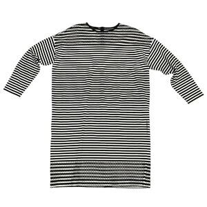 Akris Punto Striped Cotton Jersey Shift Dress Semi Sheer Details Black & White